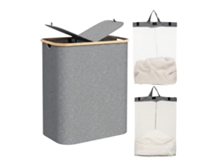 Cesto para ropa de 150 litros con tapa y 2 compartimentos, plegable.