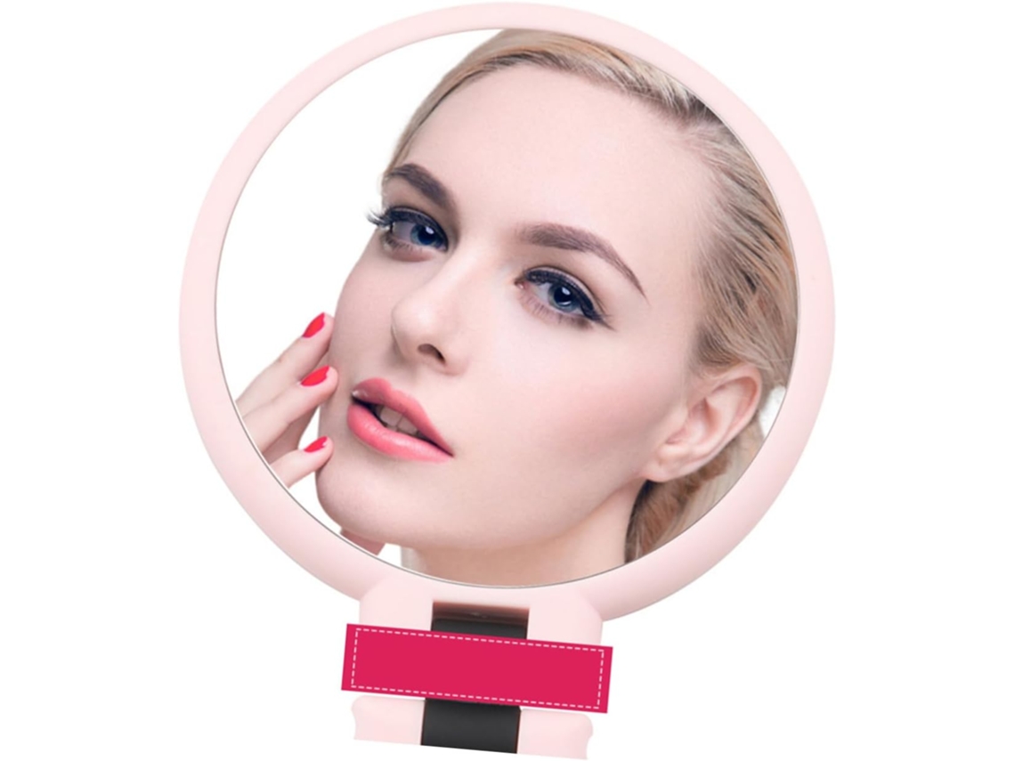 Espejo De Maquillaje Portátil Plegable De Doble Cara Con Aumento De 10x Para Baño Y Viajes.