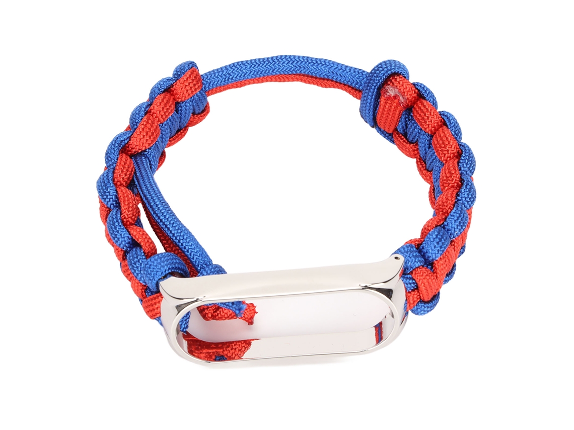 Pulsera ( Tejida Con Paracord, Ajustable) Para Xiaomi Mi Band 6/5 Nfc Azul Rojo