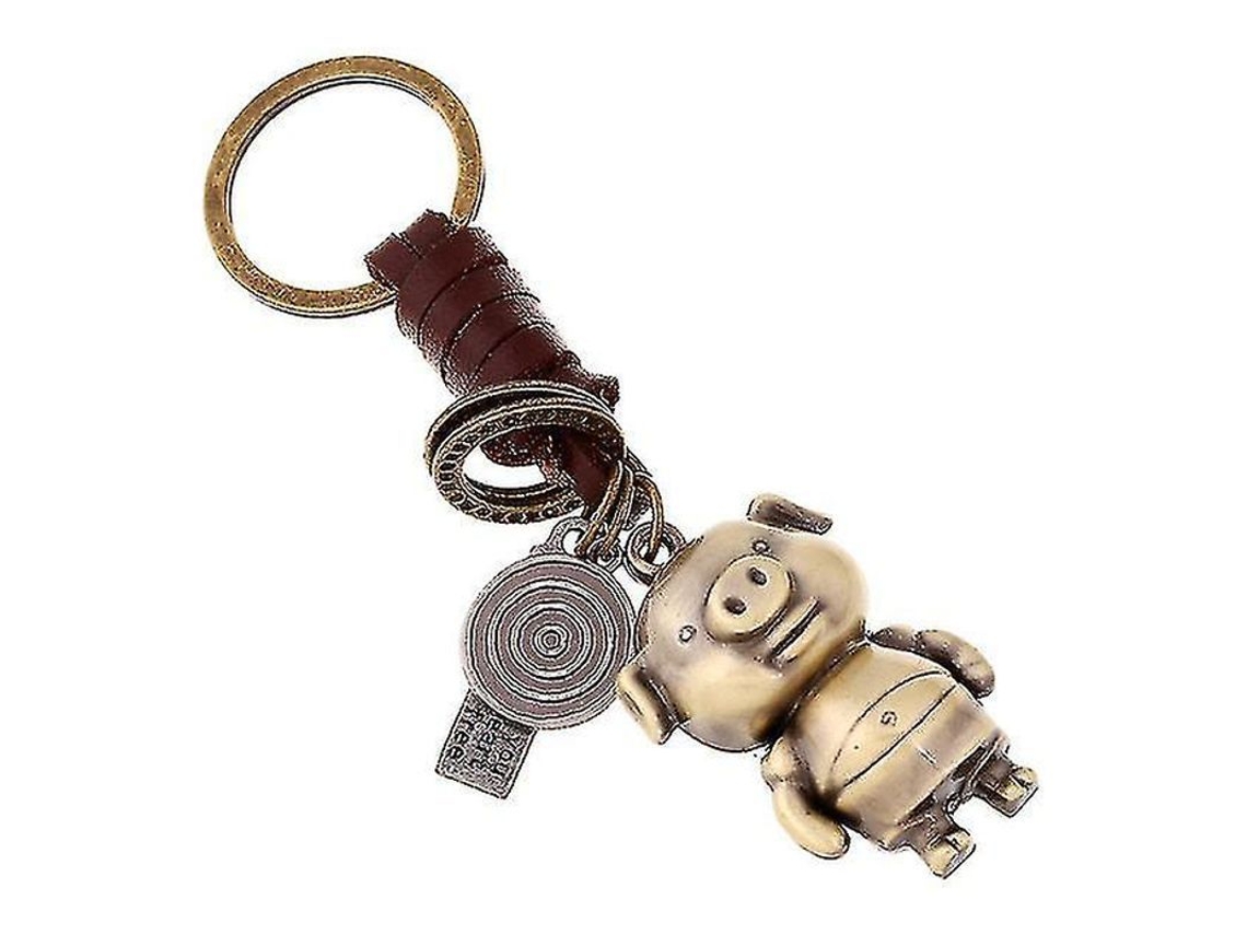 2026-llavero De Cuero Con Patrón De Cerdo Vintage Para Niños