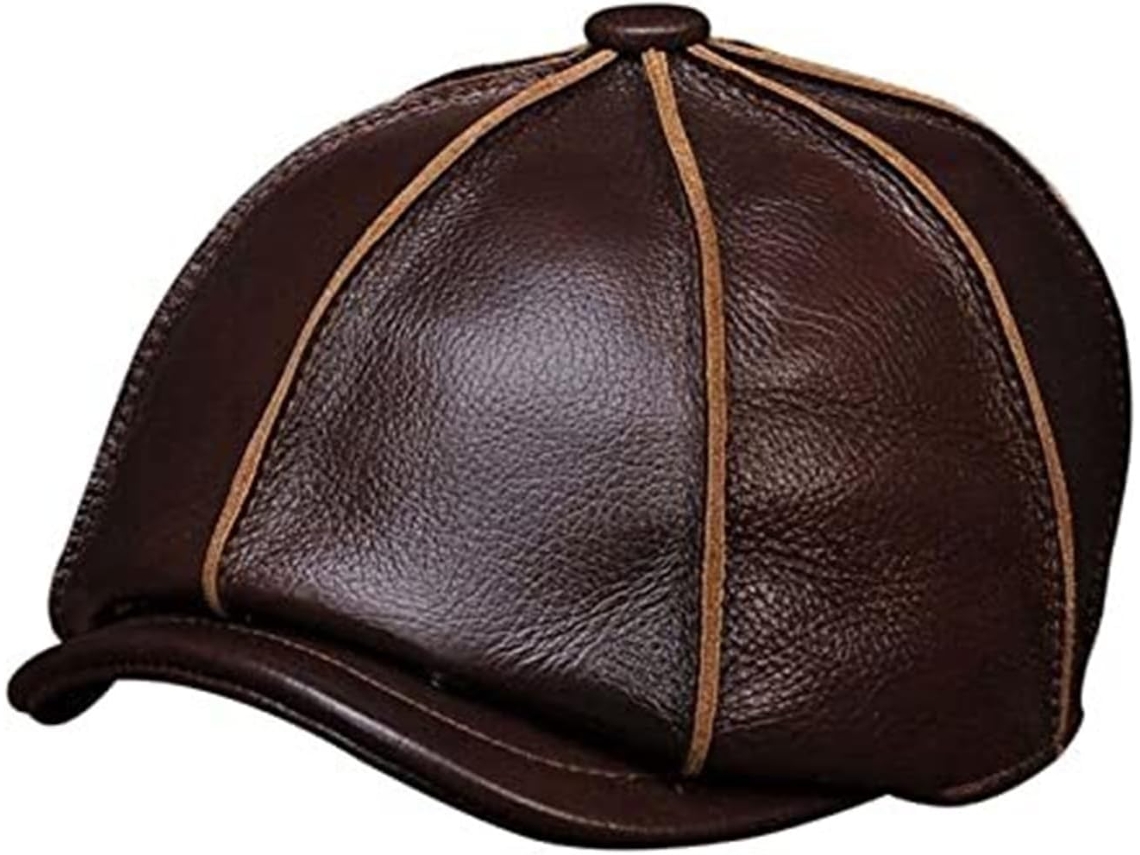 Casquette De Baseball In Cuirable Hommes - Chapeau Béret Rouge Marron, Taille Xl, Adapté À