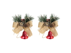 Adornos navideños para pared, puerta y techo con rama de pino, piña y cinta