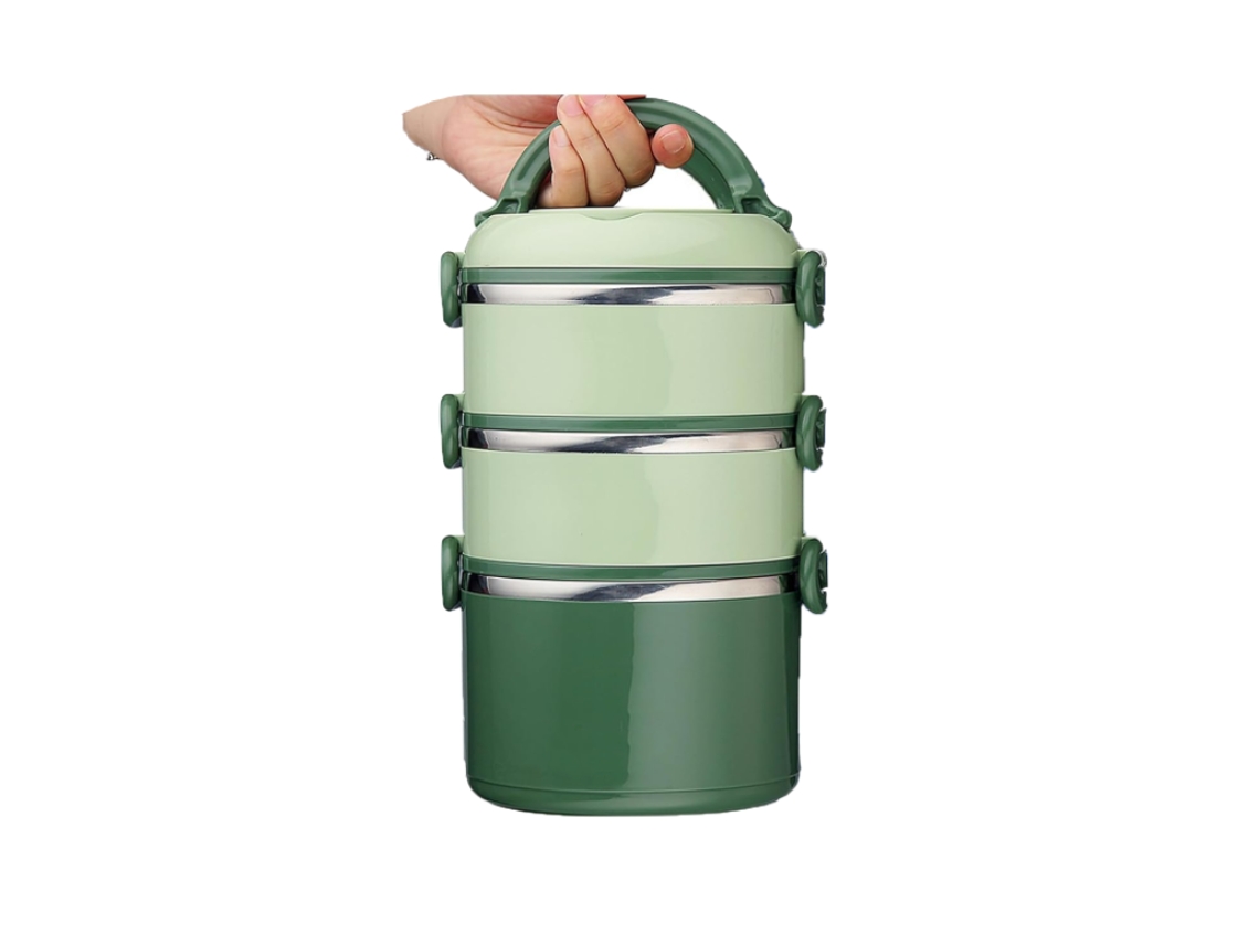 Fiambrera Bento De Gran Capacidad, Apilable, De Acero Inoxidable, Para Mujer, Apta Para Microondas, Color Verde