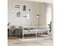 Estructura Cama Sin Colchón Con Estribo Metal Blanco 183x213 Cm