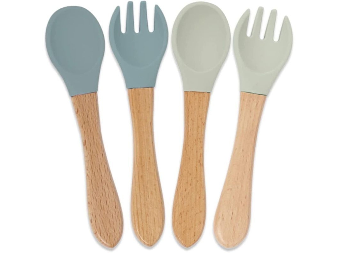 Juego De Cuchara Y Tenedor De Silicona Para Bebé, Sin Bpa, Regalo Ideal.