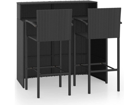 Conjunto 3 Conjunto de bar de jardín VIDAXL negro