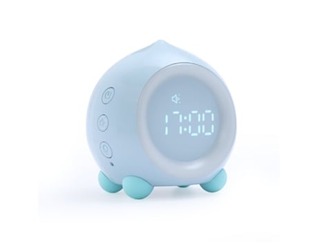 Altavoz Bluetooth Despertador digital portátil con luz LED, altavoz para niños con carga USB, reloj azul Snooze