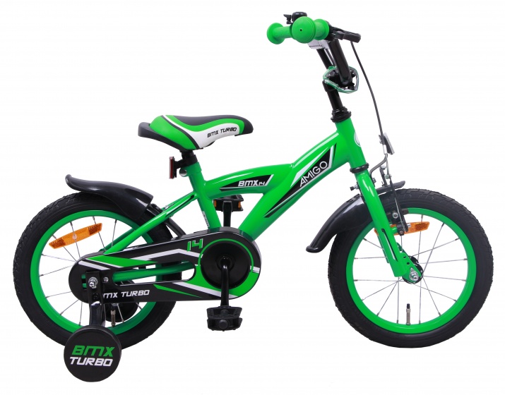 Bicicleta Amigo Niños no verde bmx turbo infantil de 14 pulgadas para 3 4 años con vbrake freno retroceso
