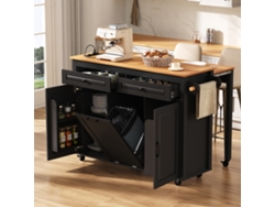 Isla De Cocina Con Ruedas, Isla De Cocina Extensible Para Comedor Con Encimera, Isla De Cocina Móvil Independiente Con Regletas De Enchufes
