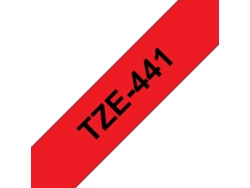 Cinta laminada Compatible Brother Tze441 Texto Negro / Fondo Rojo 18Mm X 8M