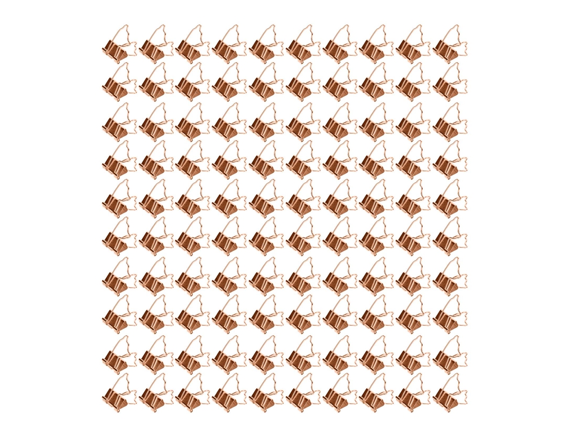 100 Pinzas De Encuadernación Metálicas Pequeñas, Resistentes, Inoxidables, Para Uso En Oficina, Color Oro Rosa.