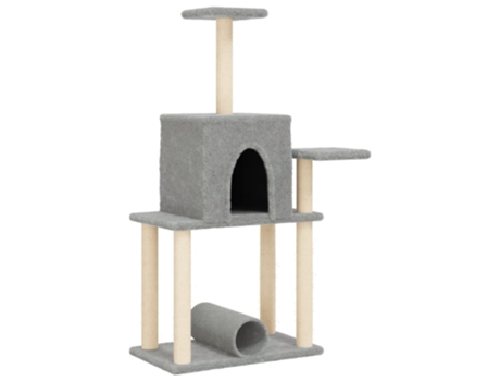 Rascador para gatos con postes de sisal gris claro VIDAXL (122 cm)