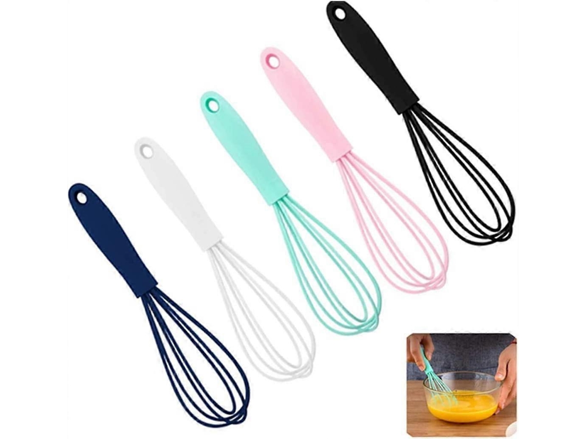 Juego de 5 batidores de silicona pequeños y coloridos para la cocina.