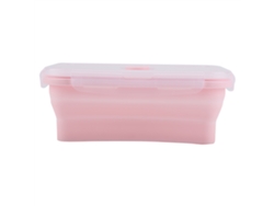 Fiambrera Plegable De Silicona Apta Para Microondas, 800 Ml, Color Rosa, Portátil.