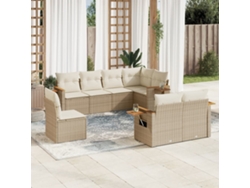 Conjunto de 8 sofás de jardín con cojines de mimbre beige Dkd Home Decor