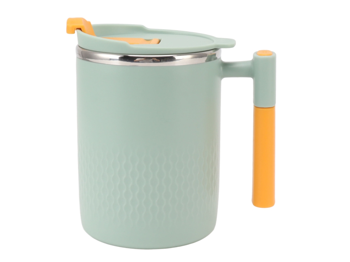 Vaso térmico de acero inoxidable de 450 ml con tapa para oficina, escuela y hogar (verde)