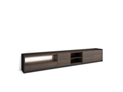 Mueble Tv, Televisión, 310x37x50cm, Para Tv Hasta 80", Led, Roble Oscuro Y Negro