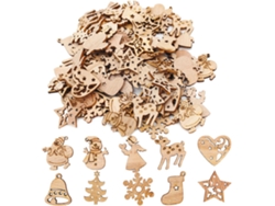 Adornos de madera - 100 piezas de adornos de madera para árboles de Navidad RNEMITERY