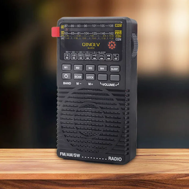 (negro) Mini Radio De Banda Completa, Alimentada Por Batería, Dsp, Conector Para Auriculares De 3,5 Mm Y Función De Apagado Automático.