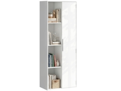 Estantería de 4 niveles con estantes ajustables, armario con puertas, para salón/oficina, color blanco.