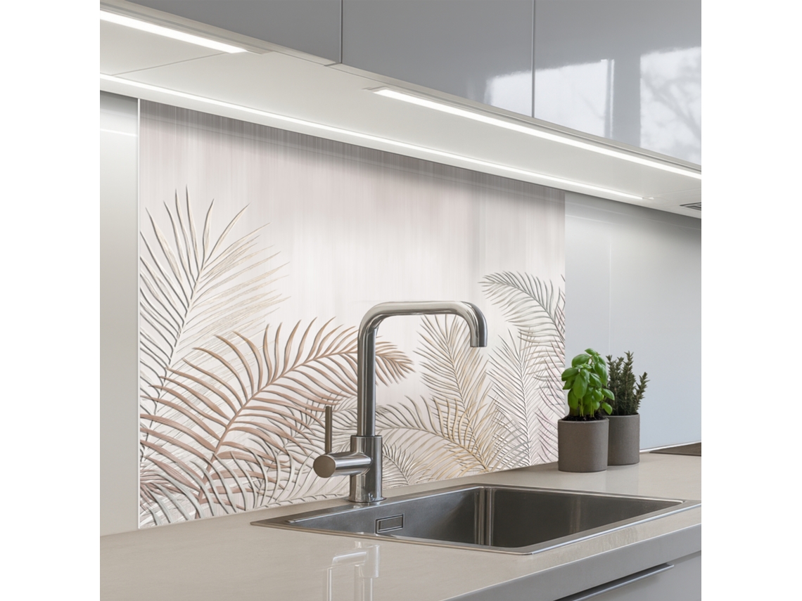 Salpicaderos De Cocina Hojas - Beige - Botánico - Vintage 100x80 Cm
