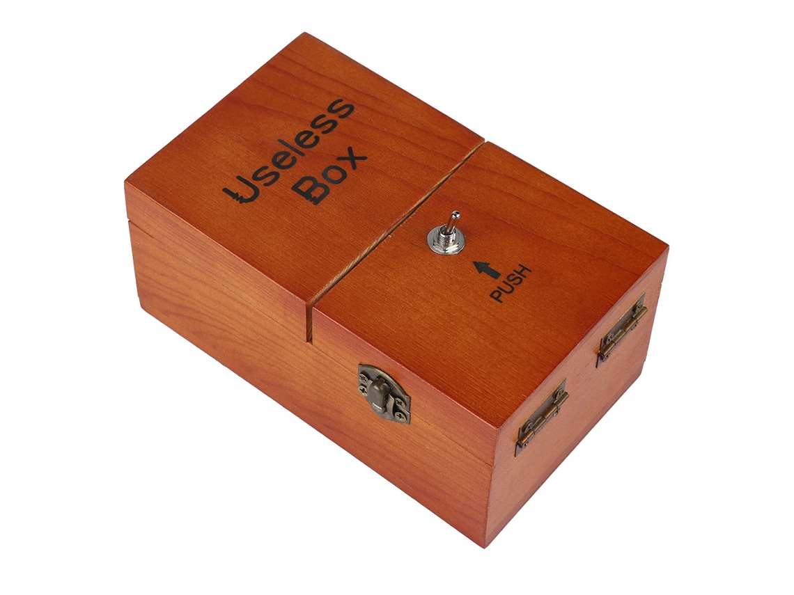 Caja Aburrida De Juguete (divertida Y Creativa Con Apagado Automático) Caja Inútil (de Madera Marrón)