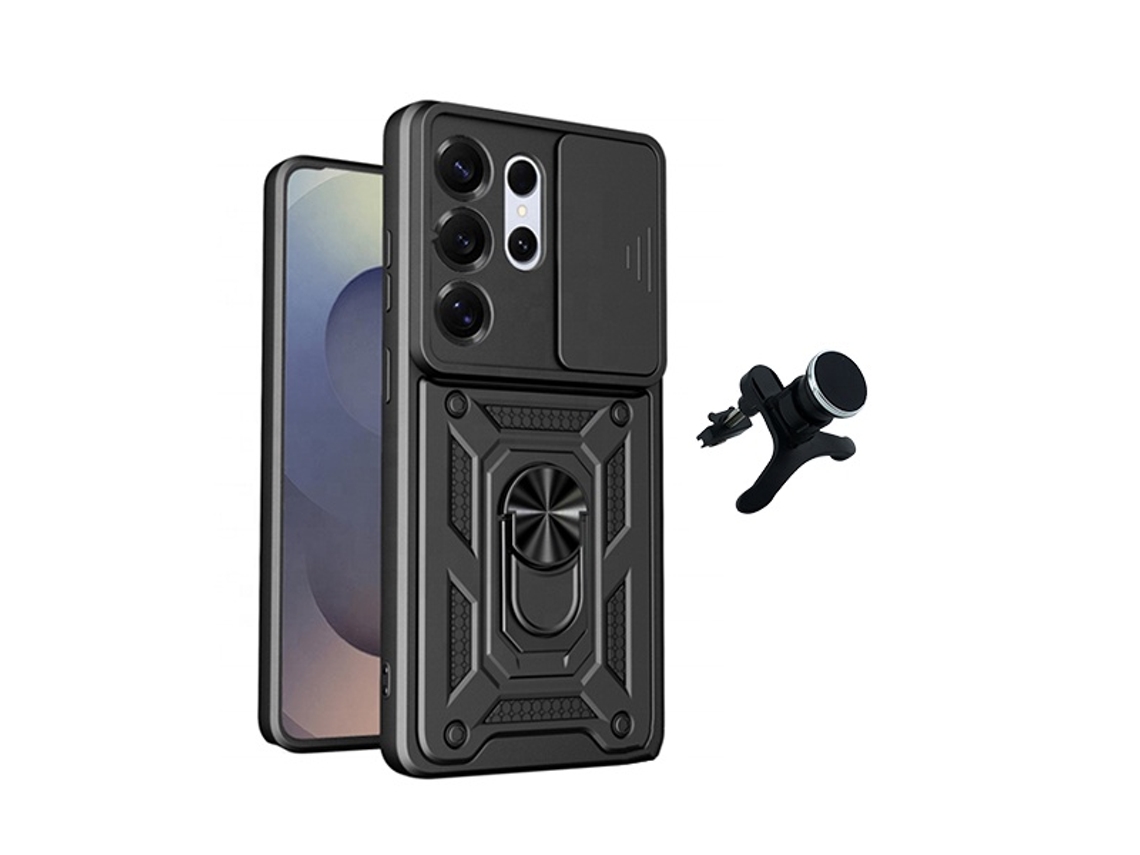 Kit Suporte Reforçado Capa Magnetic Slide Window Phonecare Para Samsung Galaxy S26 Ultra - Preto
