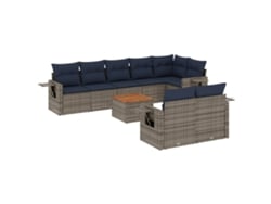 Maison Exclusive - Conjunto De Sofá De Jardín De 9 Piezas Con Cojines, Poliratán Gris