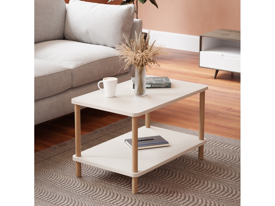 Mesa de Centro [EN.CASA] (Blanco - Aglomerado de Madera - 43 x 70 x 44 cm)