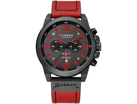 VEANXIN Reloj Reloj de pulsera de cuero rojo Reloj impermeable-Plata