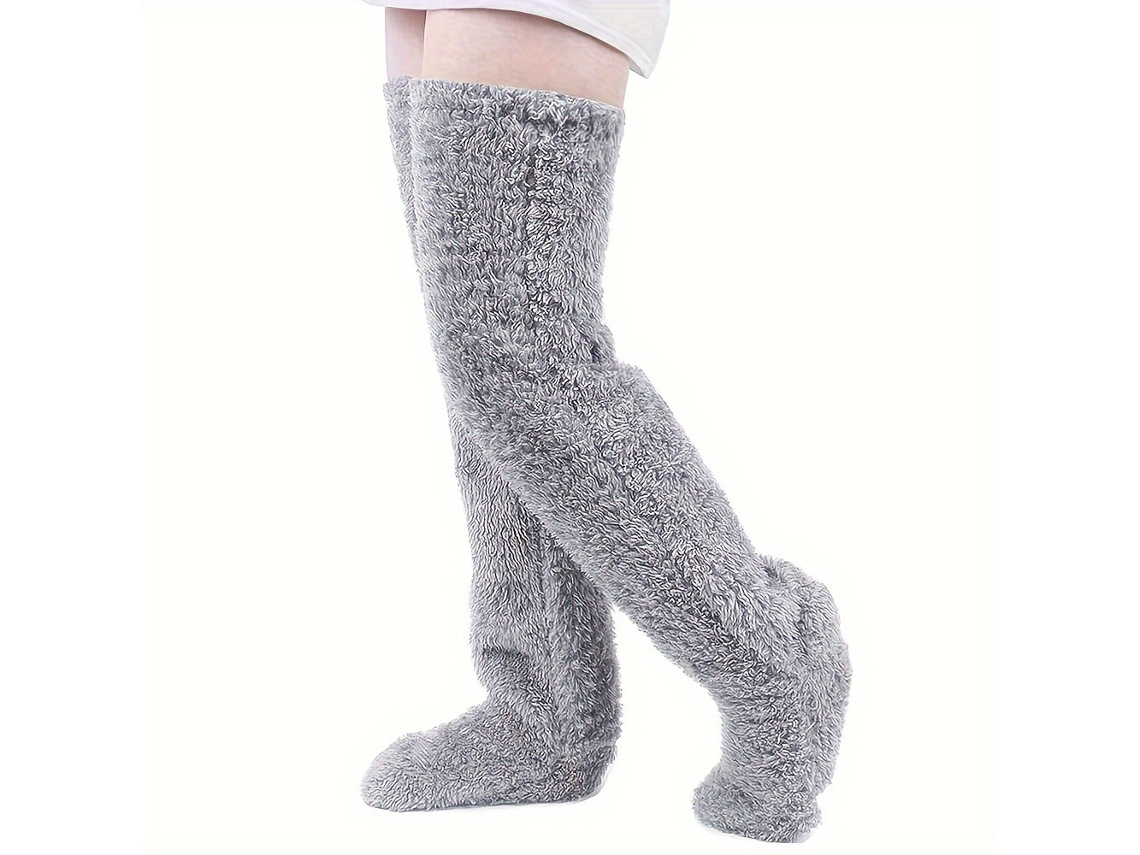 Calcetines Por Encima De La Rodilla, Calcetines Altos Cálidos De Invierno, Calentadores De Piernas Cálidos (gris Claro) Cuich