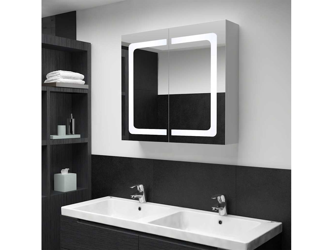 Armario de baño con espejo e iluminación LED 80x12,2x68 cm