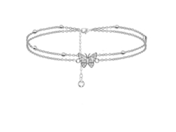 Tobilleras De Mariposa De Plata De 14 Quilates Para Mujer - Ajustables - Regalos De Joyería Para Mujeres Y Adolescentes