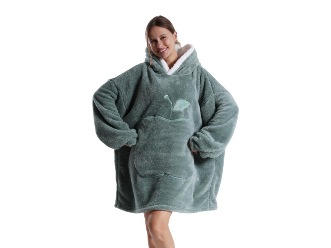 Manta Con Capucha, Sudadera Con Capucha De Felpa, Manta Ponible, Bata De Baño Unisex (azul Niebla) Cuich
