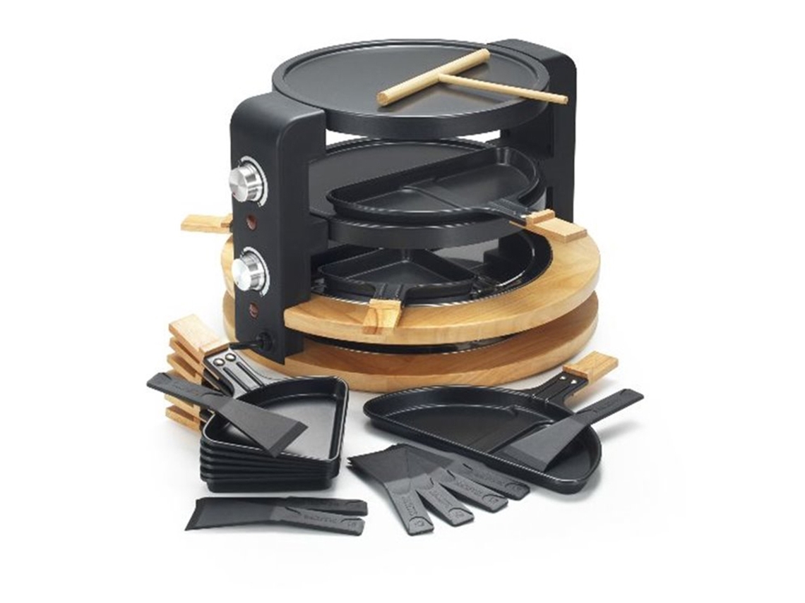 Raclette KITCHEN CHEF 8/10 personas 1500W + Parrilla + Máquina de Crepe Kcwood.8.Super