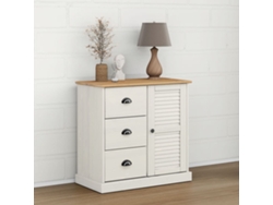 Aparador Con Cajones Vigo Madera Maciza Pino Blanco 78x40x75 Cm