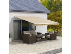 Toldo Para Varanda 350x250 Cm Com Manivela Metálica, Impermeável E Resistente Aos Raios Uv Para Jardim, Terraço E Janelas, Cinza E Amarelo.