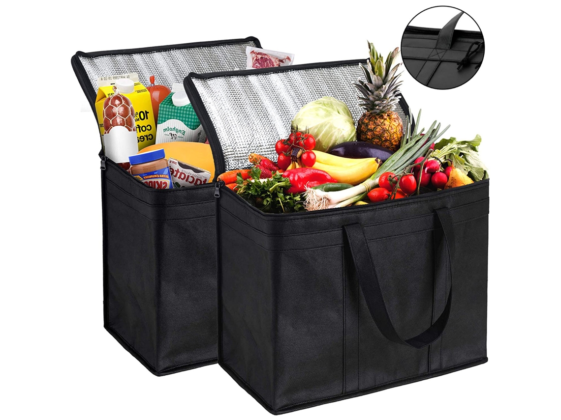 Bolsas térmicas para supermercado, opción ecológica para transportar alimentos fríos y calientes, material reciclado, bolsa reutilizable con asa.