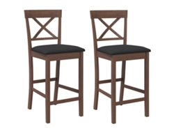 Maison Exclusive - Taburetes De Bar Con Cojines, 2 Unidades, Madera Maciza Marrón, Goma