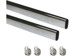 EMUCA Lote de 2 Barras Armario Ovaladas 30X15Mm Longitud 0-75M con Soportes - Acero y Zamak - Cromo