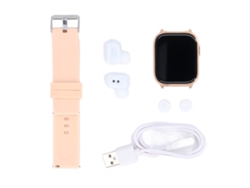 Rebe-touch Watch Earbuds 2 Em 1 Fone De Ouvido Sem Fio Bt Roseate