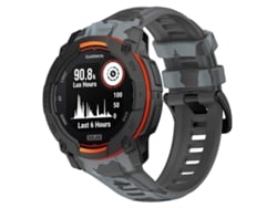 Bracelete Para Garmin Instinct 3 Amoled / Solar (45mm) - Silicone - Estampa Camuflada Preto E Cinza