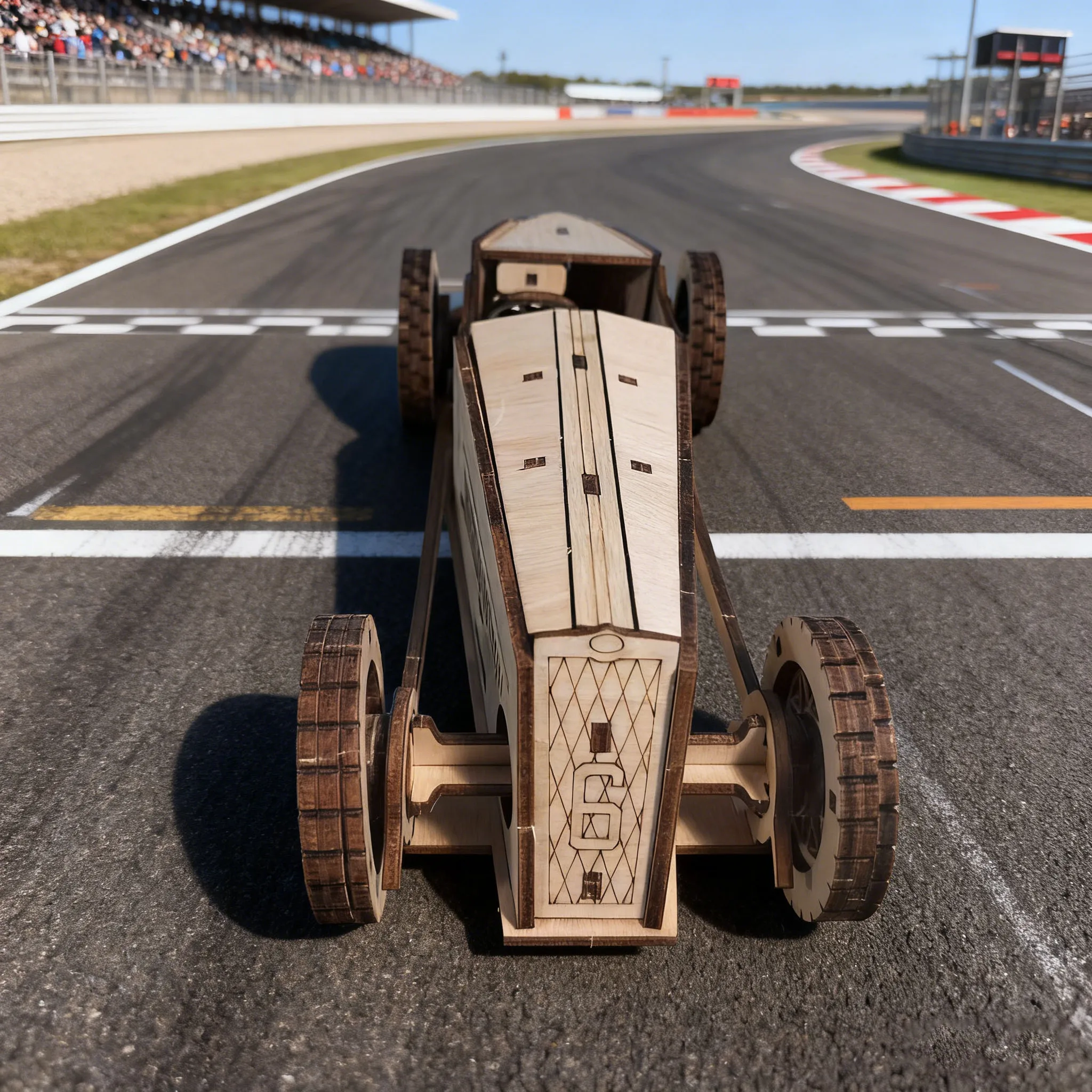 Rompecabezas De Madera 3d Para Armar Un Modelo De Coche De Carreras De Fórmula Uno.