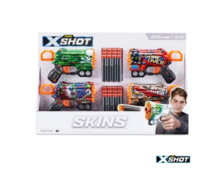 X-Shot Pistola Skins 4 Pistolas Menace ZURU