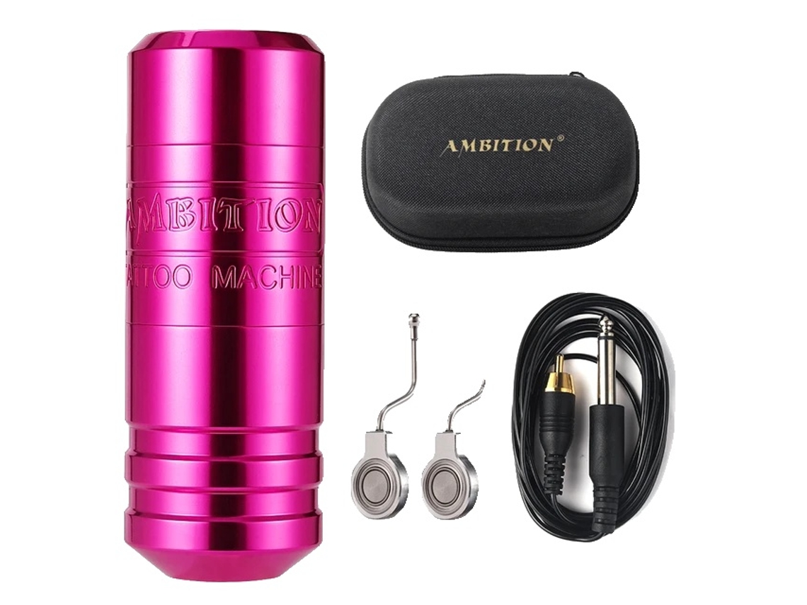 Máquina de tatuaje con pluma, potente motor sin escobillas, longitud de carrera ajustable, color rosa OEM