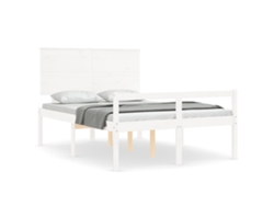 Maison Exclusive - Cama Personas Mayores Cabecero Madera Maciza Blanco 140x200 Cm
