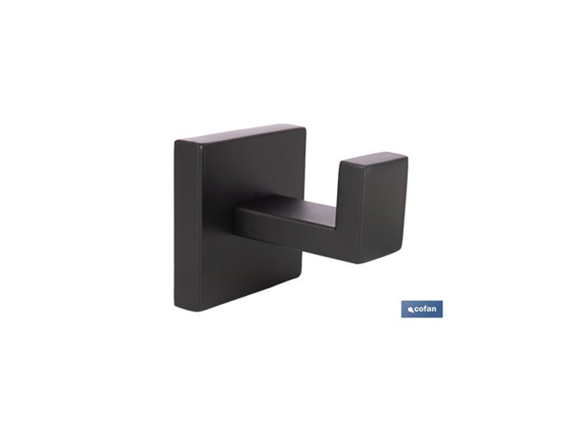 Percha de acero negro mate con diseño cuadrado Gama Faial 5,5 x 6 x 5,5 cm Cofan