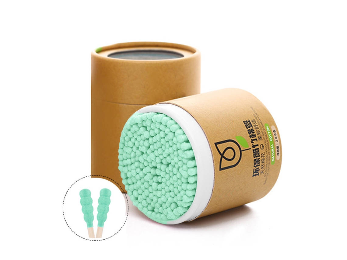 Paquete de 200 hisopos de algodón flexibles de doble punta para limpieza de nariz y oídos, maquillaje y cuidado de la salud.