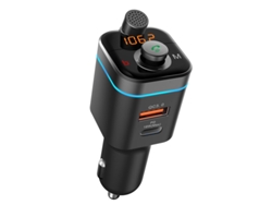 Kit de coche Bluetooth 5.0 Transmisor FM inalámbrico manos libres Reproductor de MP3 para coche QC3.0 + PD 18W Cargador USB con sonda de micrófono giratoria (Negro) ENZONS