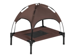 Cama Elevada Con Dosel De Tafetán, Color Café, 61x46x62cm